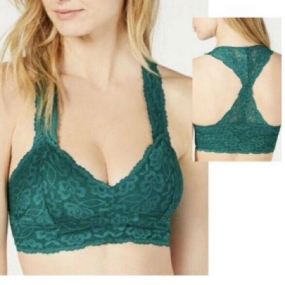 FREE PEOPLE GALLOON GREEN LACE RACERBACK BRALETTE SIZE SMALL
